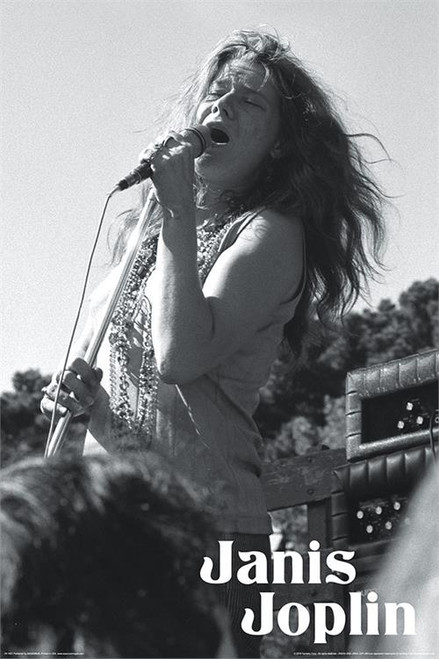 Janis Joplin Black & White Poster - 24" X 36"