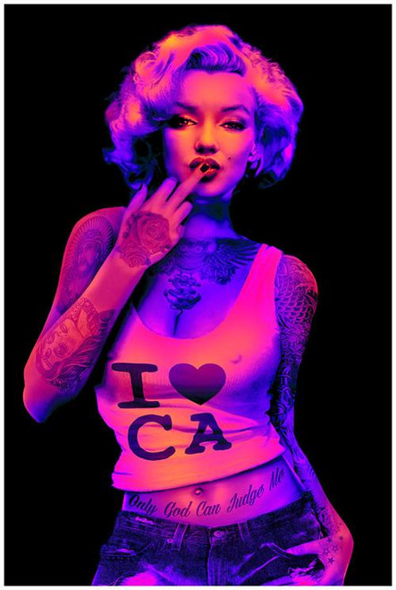 I Love CA Marilyn Non Flocked Blacklight Poster - 24" X 36"
