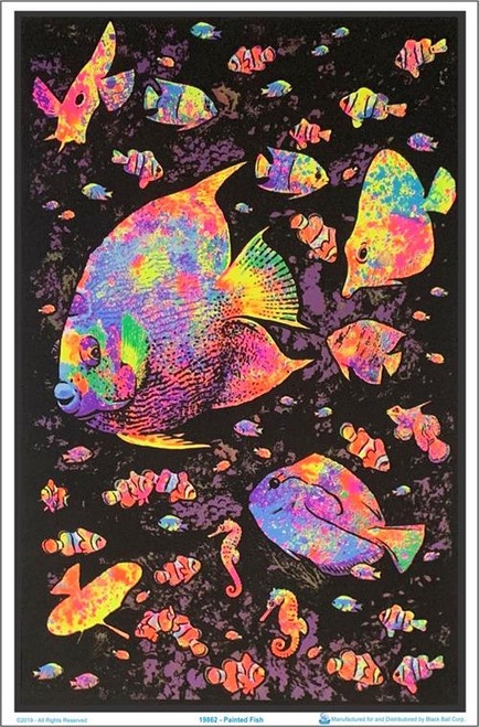 Painted Fish Flocked Blacklight Poster - 23" X 35"
