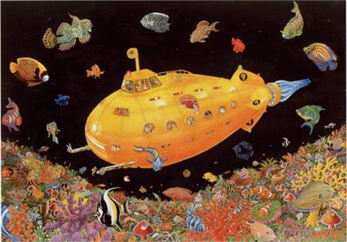 Yellow Submarine Blacklight Poster - Tom Masse - 36" X 24"