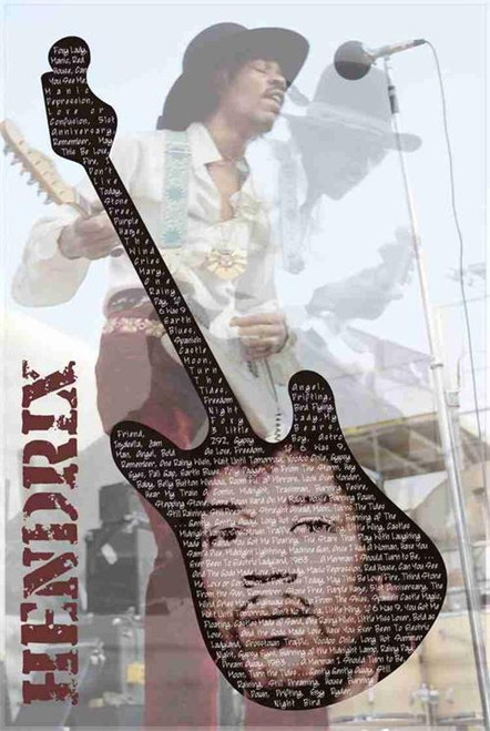 Jimi Hendrix Guitar Lyrics Poster - 24" X 36"