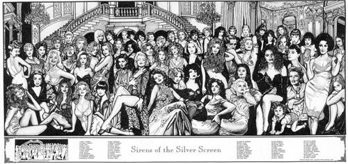 Sirens Of The Silver Screen - Howard Teman Poster - 36" X 19"