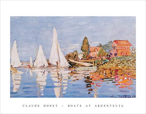 Monet - Boats at Agrentevil Mini Poster - 11" X 14"