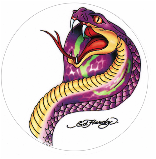 Ed Hardy - Serpent Sticker - 5.5" Round - Closeout