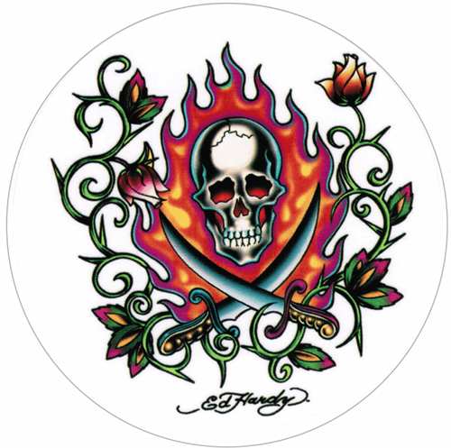 Ed Hardy - Skull Pirate Sticker - 5.5" Round - Closeout