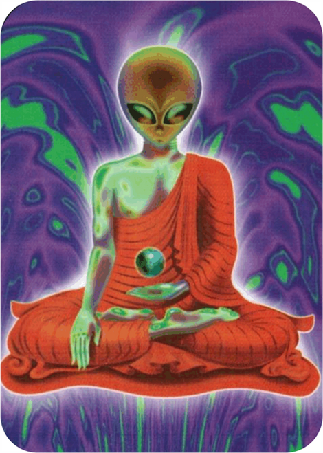 Alien Buddha- Large Sticker - 2 1/2" X 3 3/4"