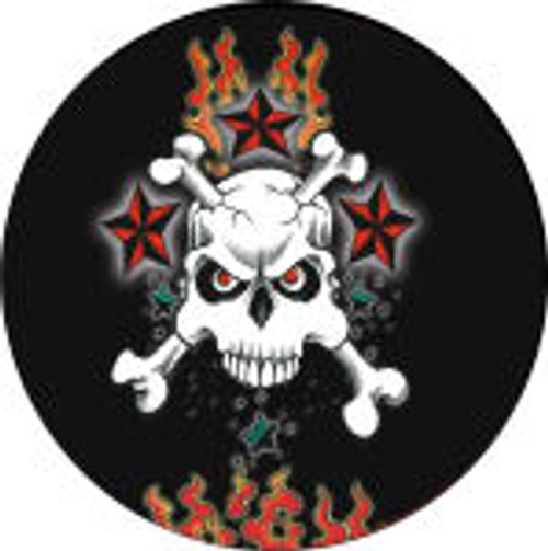 Skull & Red Stars - Round Sticker - 2 1/2" Round