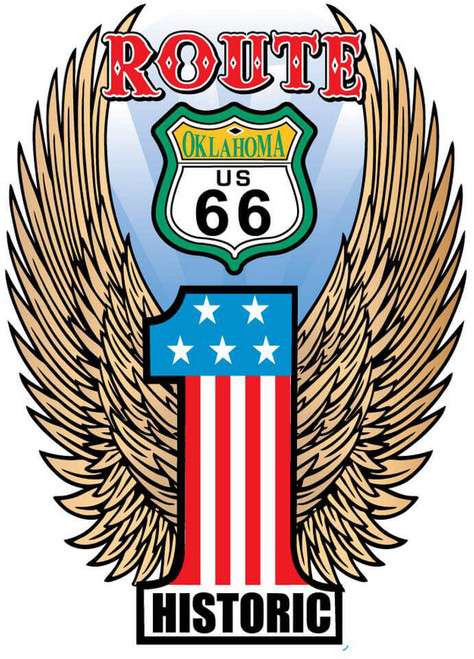 Oklahoma US Route 66 #1 Historic - Postcard Sized Vinyl Sticker 5.75" x 4"