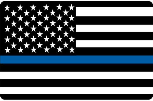 Police Tribute American Flag Blue & Black - Postcard Sized Vinyl Sticker 6" x 4"