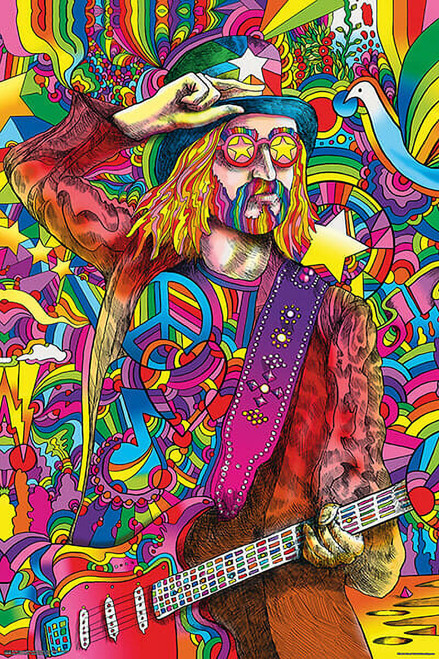 Hippie Guitar Player by Howie Green Poster - 24" x 36"