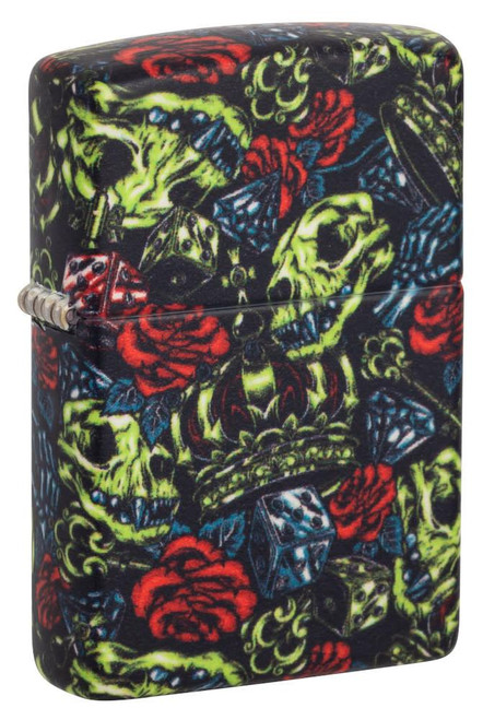 Glow in the Dark Skulls-Crowns-Roses Zippo Lighter