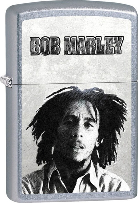 Bob Marley - B&W Face Street Chrome Zippo Lighter