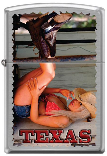 Texas Cowgirl Street Chrome Zippo Lighter