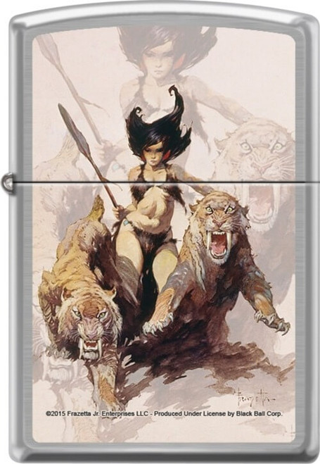 Frazetta - The Huntress - Brushed Chrome Zippo Lighter