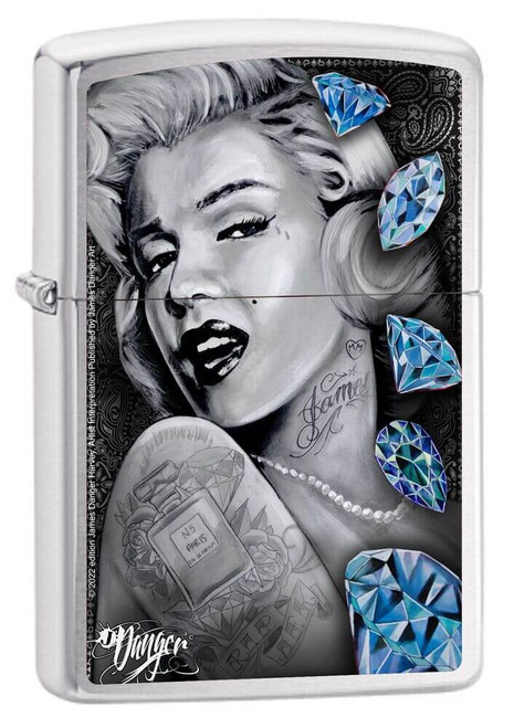 James Danger Harvey - Blue Diamonds Brushed Chrome Zippo Lighter