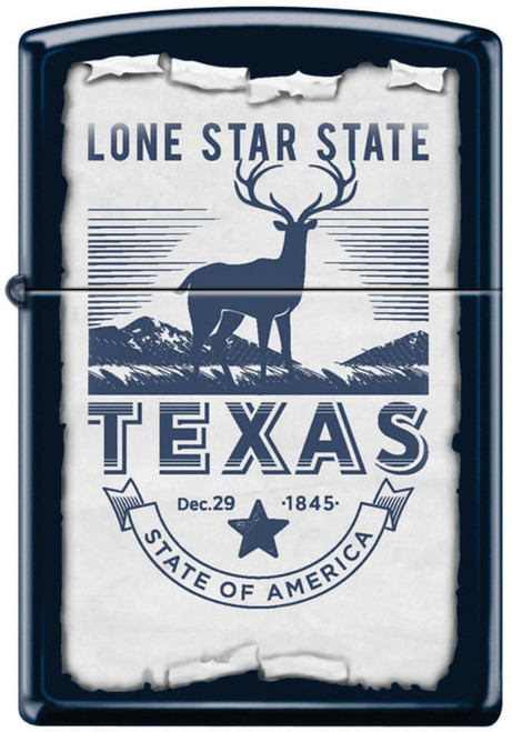 Lone Star State Deer Navy Matte Zippo Lighter