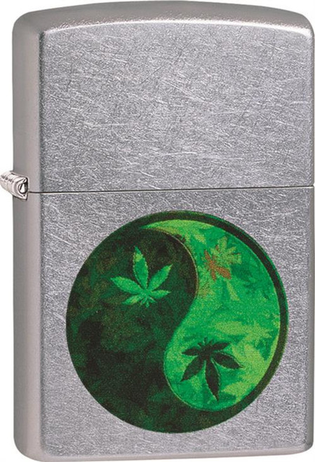 Marijuana Leaf Yin Yang - Street Chrome Zippo Lighter