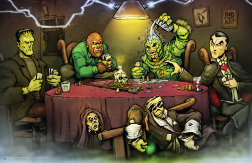 Monsters Playing Poker by Big Chris Mini Poster 17" x 11"