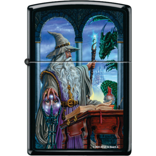 Wizard's Emissary by Ed Beard Black Matte Zippo Lighter