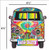 Road Trippin' - Tie Dye Bus - Postcard Sized Vinyl Sticker 4.75" x 4.5"