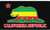 California Republic Rasta Bear Flag - Postcard Sized Vinyl Sticker 6" x 3.75"