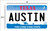 Austin Texas License Plate - Postcard Sized Vinyl Sticker 6" x 3.75"