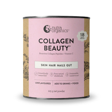 Nutra Organics Collagen Beauty with bioactive collagen peptides + Vitamin C- 225g PRODUCT PHOTO Nutra Organics Collagen Beauty with bioactive collagen peptides + Vitamin C- 225g PRODUCT PHOTO