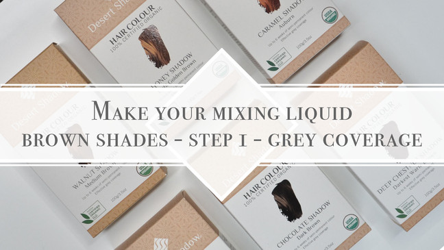 Make your mixing liquid for brown shades step 1 - grey coverage mixing method with Desert Shadow