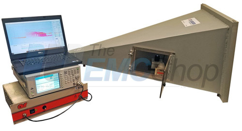 Example benchtop setup with sig gen, amp, GTEM and controller/laptop Example benchtop setup with sig gen, amp, GTEM and controller/laptop