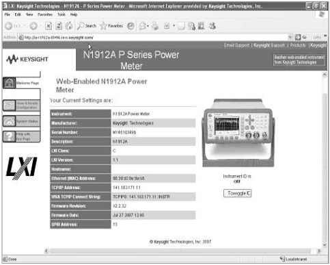 Keysight Instrument Web Page Browser