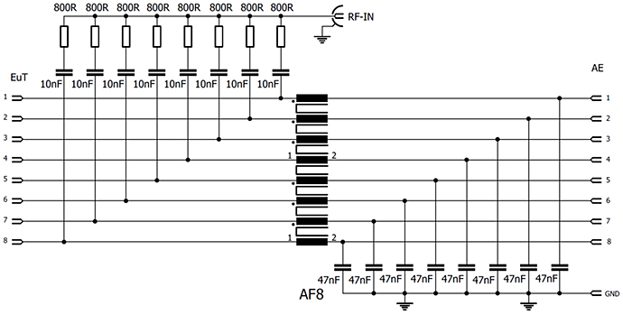 Fig. 5: principal circuitry CDN AF8 - Schwarzbeck CDN AF8 Coupling Decoupling Network