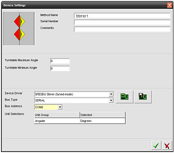 Compliance 5 Software: Stirrer Settings