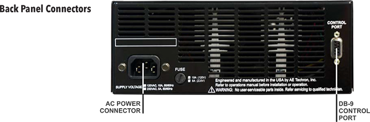 Back Panel Connectors - AE Techron 7118 High-speed AC/DC Amplifier With Precision DC Supply