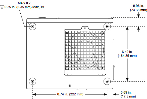 Figure 2. PXIe-1071 Chassis Dimensions (Bottom)