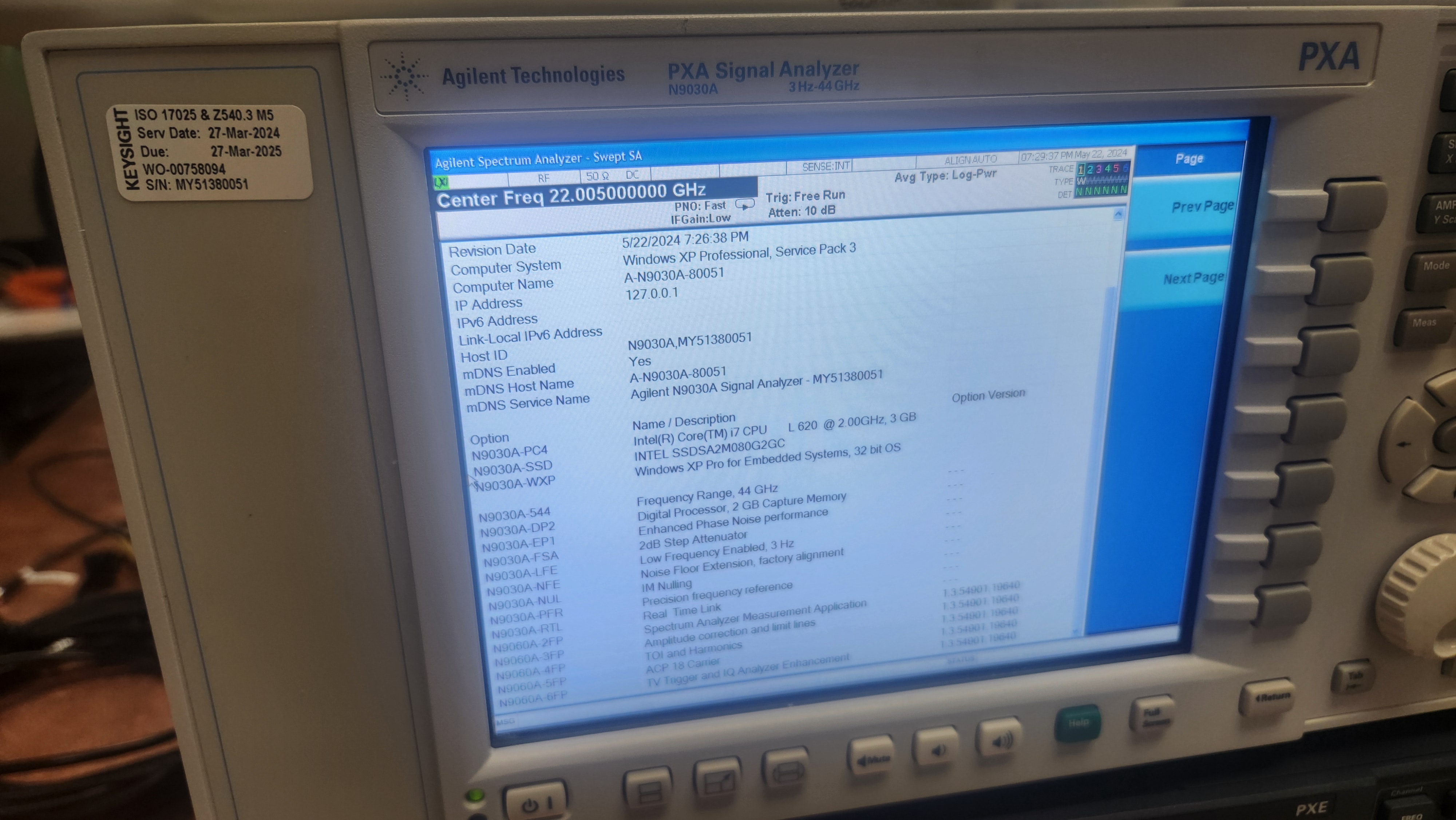 Agilent/Keysight N9030A PXA Signal Analyzer
