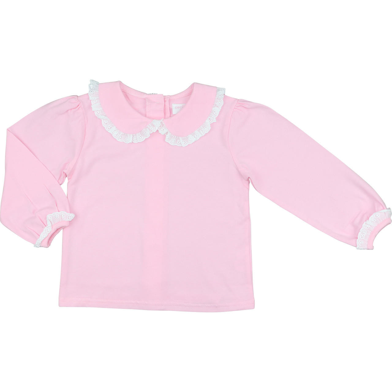 Pink Knit Long Sleeve Peter Pan Shirt - Cecil and Lou