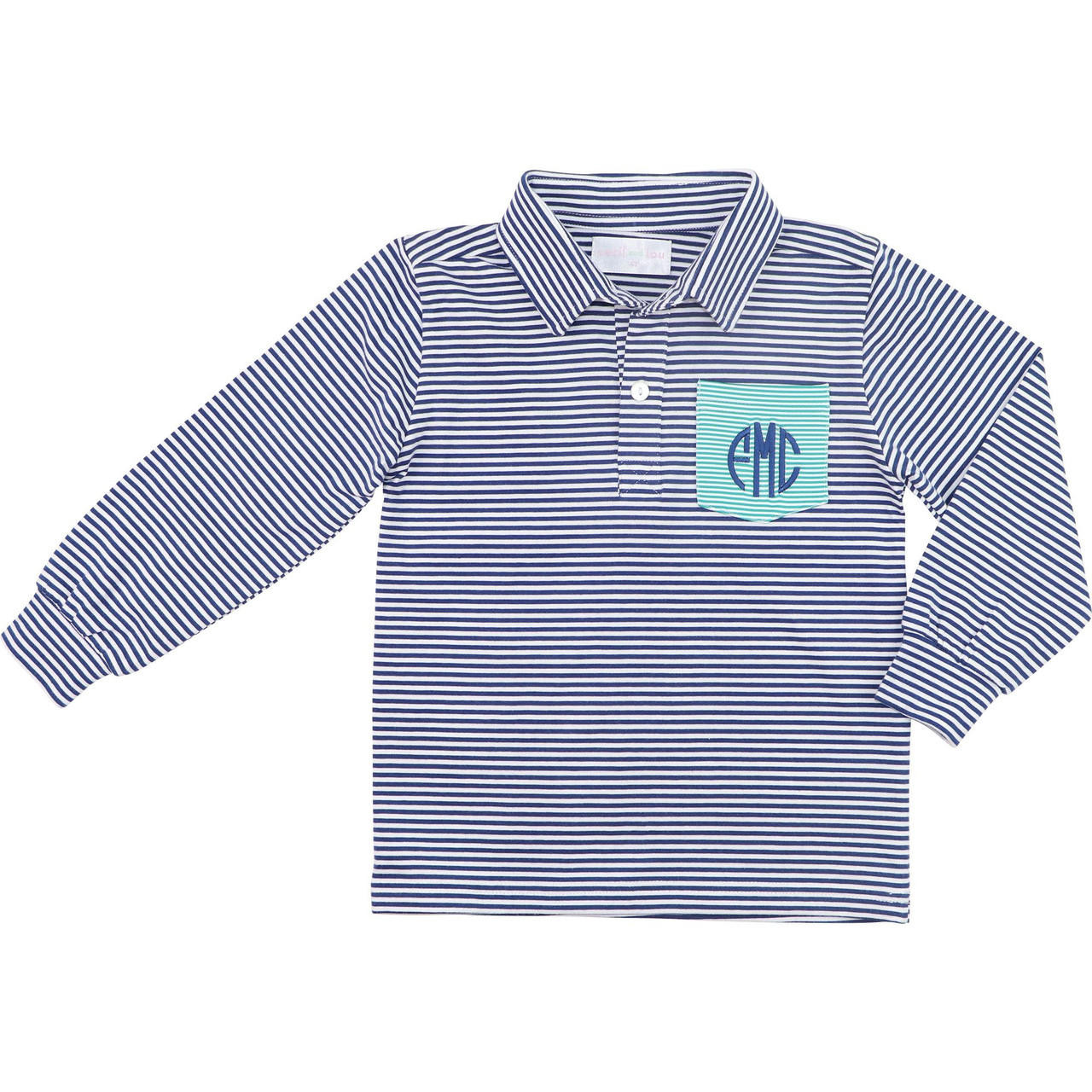 Navy And Green Stripe Knit Polo