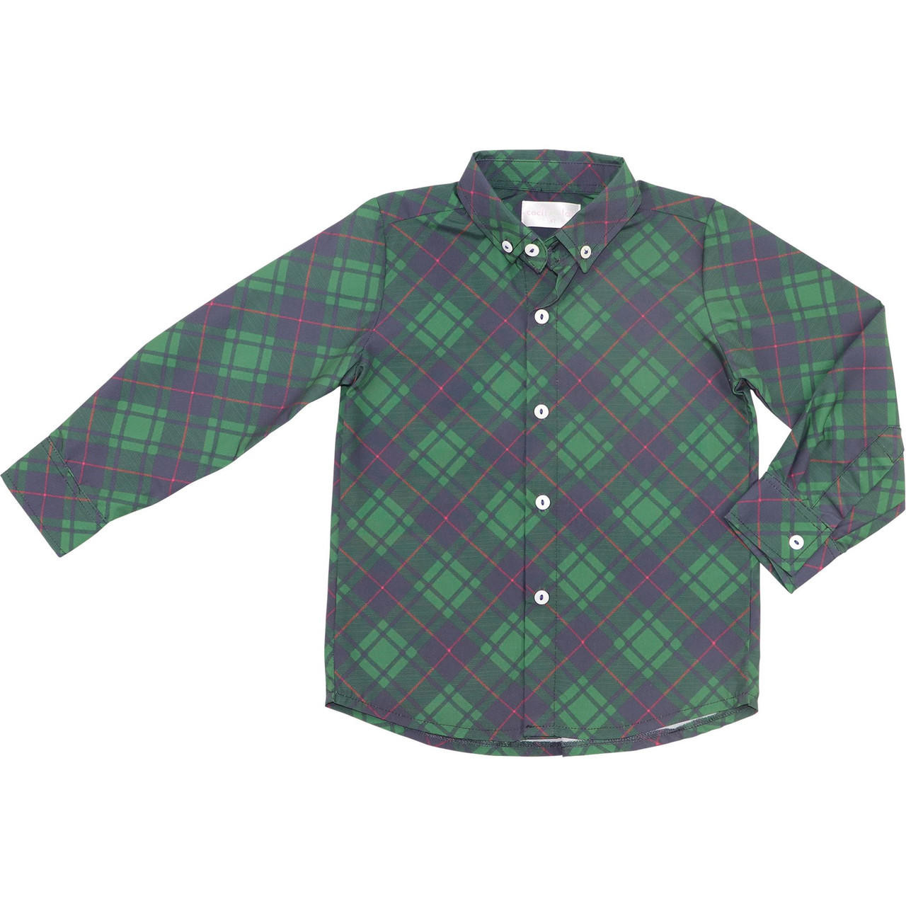 Green And Navy Plaid Button Down Shirt