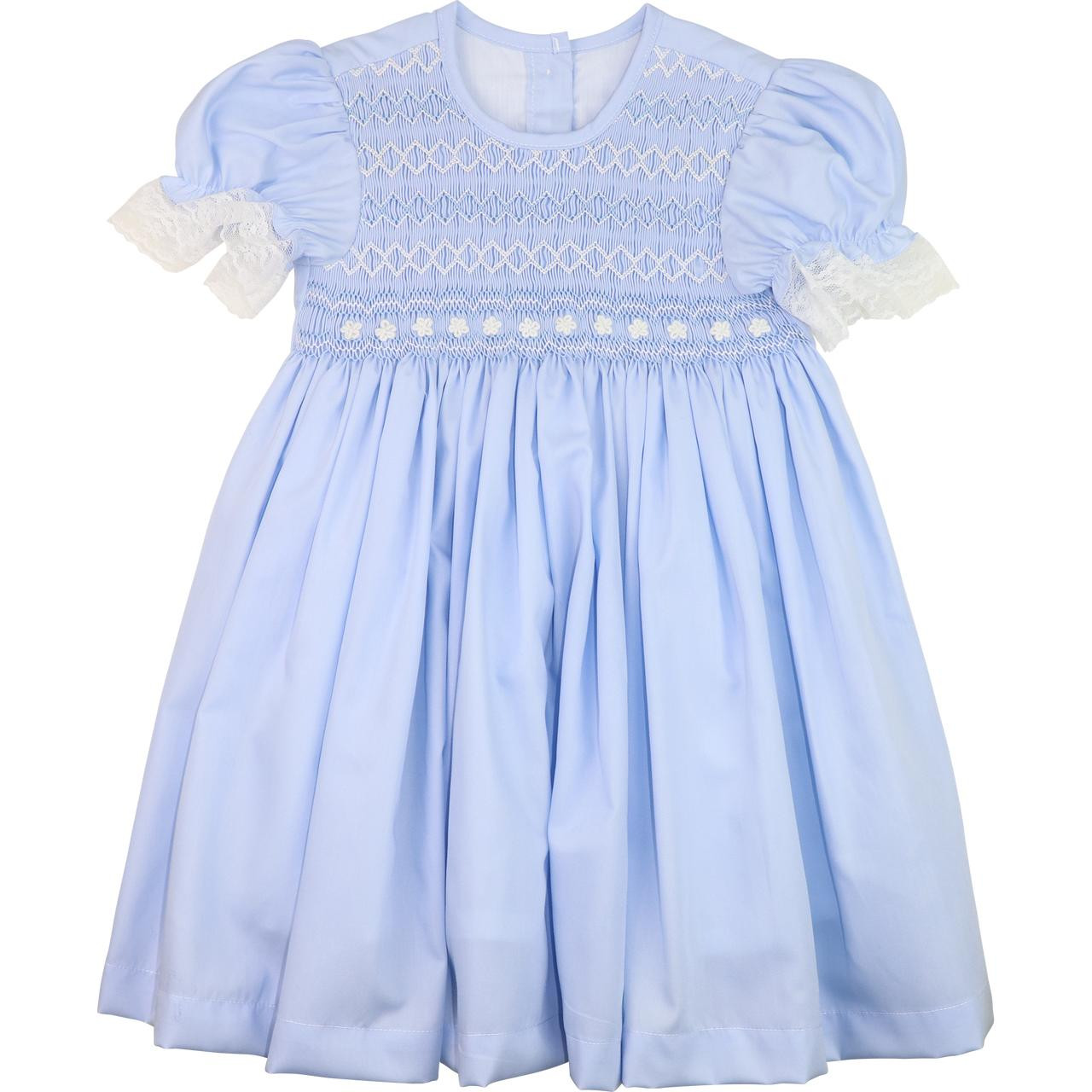 Blue Smocked Lace Dress - Cecil and Lou