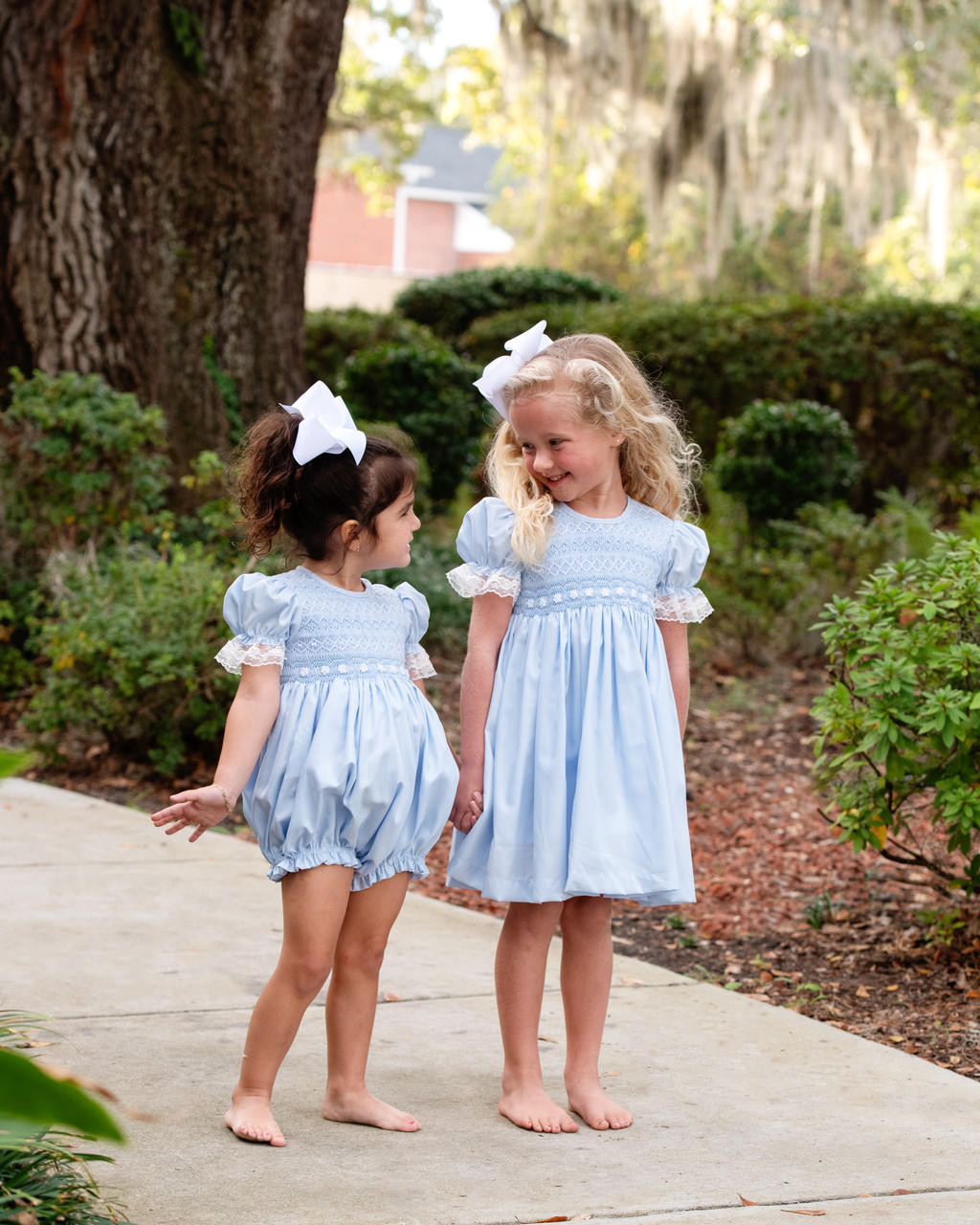 Blue Smocked Lace Dress - Cecil and Lou