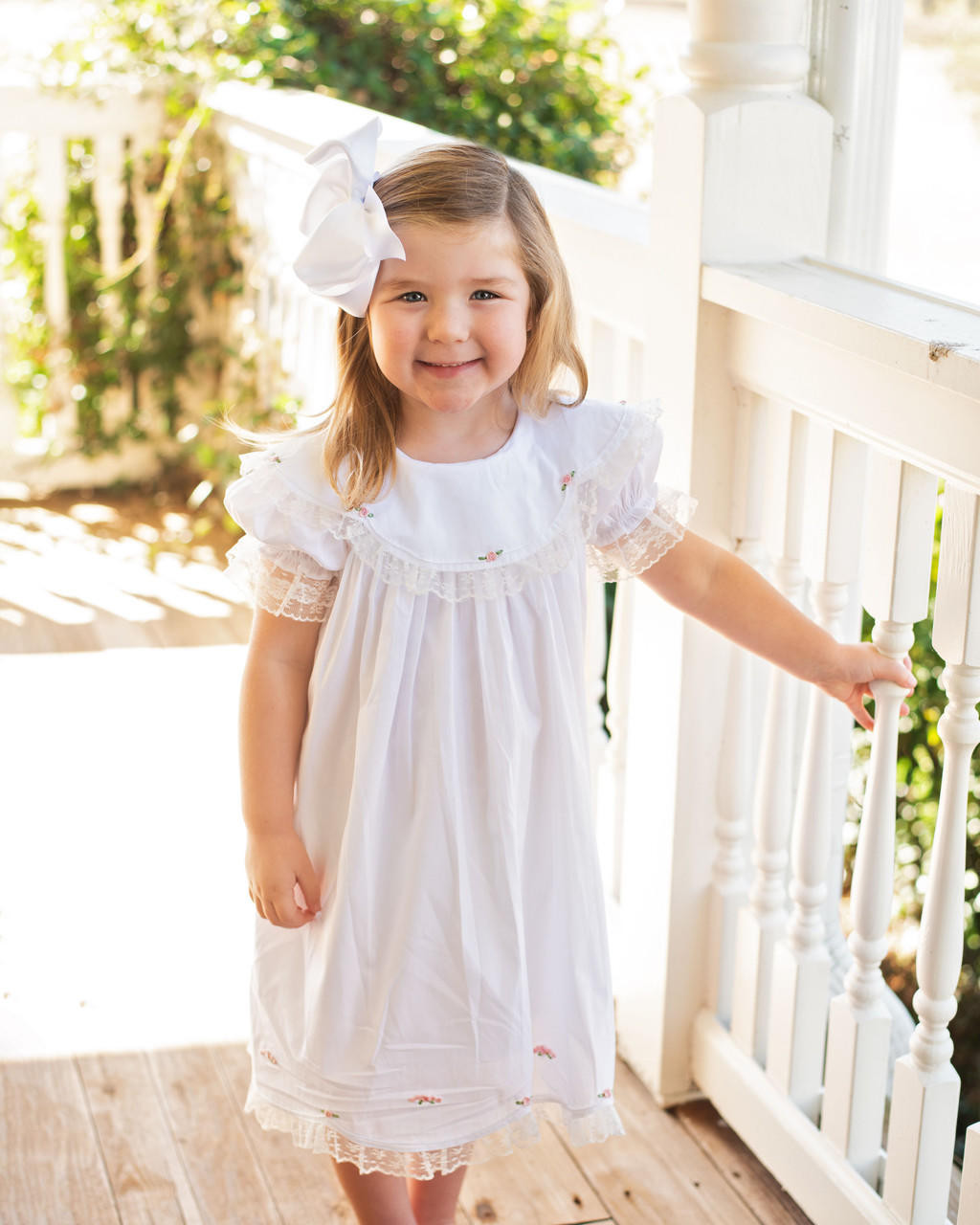White Lace Rosette Dress - Cecil and Lou
