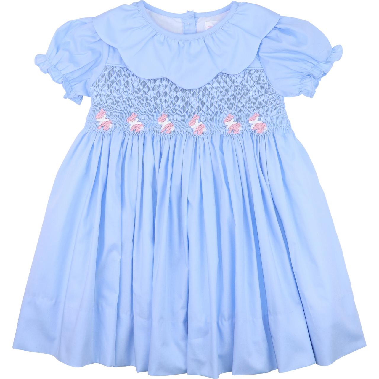 Blue Smocked Bunny Dress - Cecil and Lou