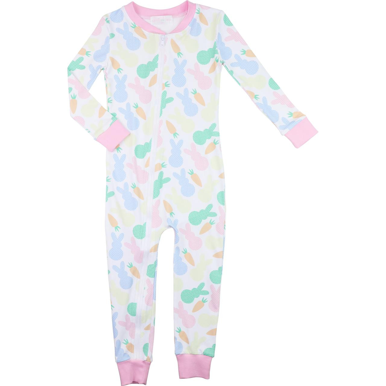 Pink Bunny And Carrot Knit Zipper Pajamas - Cecil and Lou