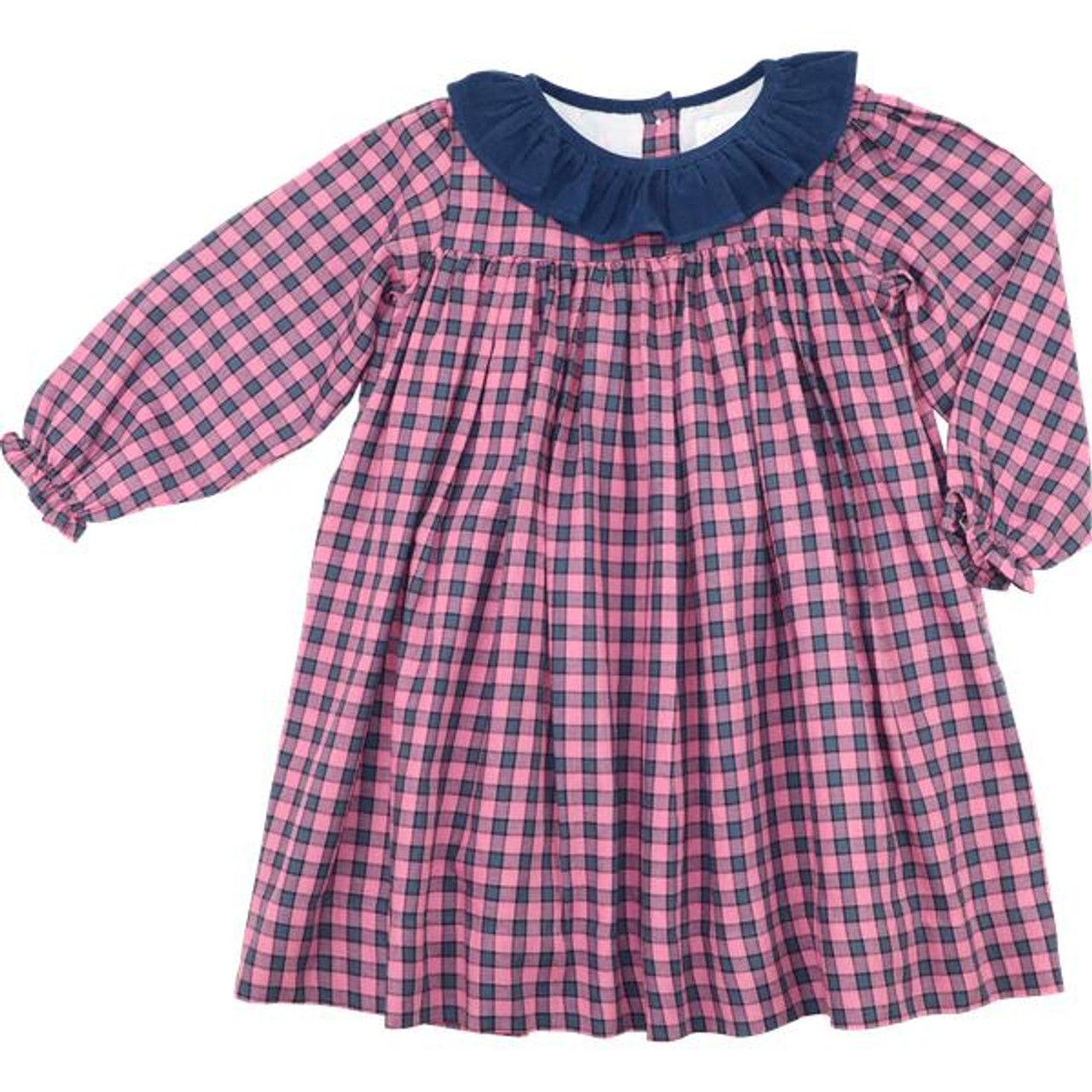 Navy and Check And Cecil Dress Lou - Flannel Pink