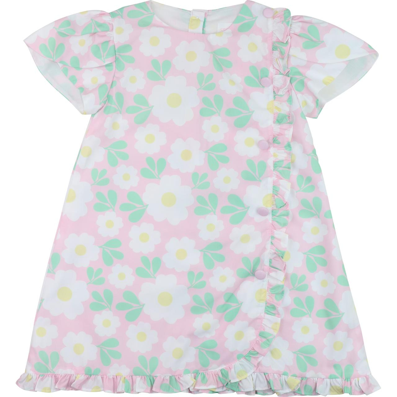 Little Girl's Purple Daisy Print Puff Sleeve Dress – cuteheads