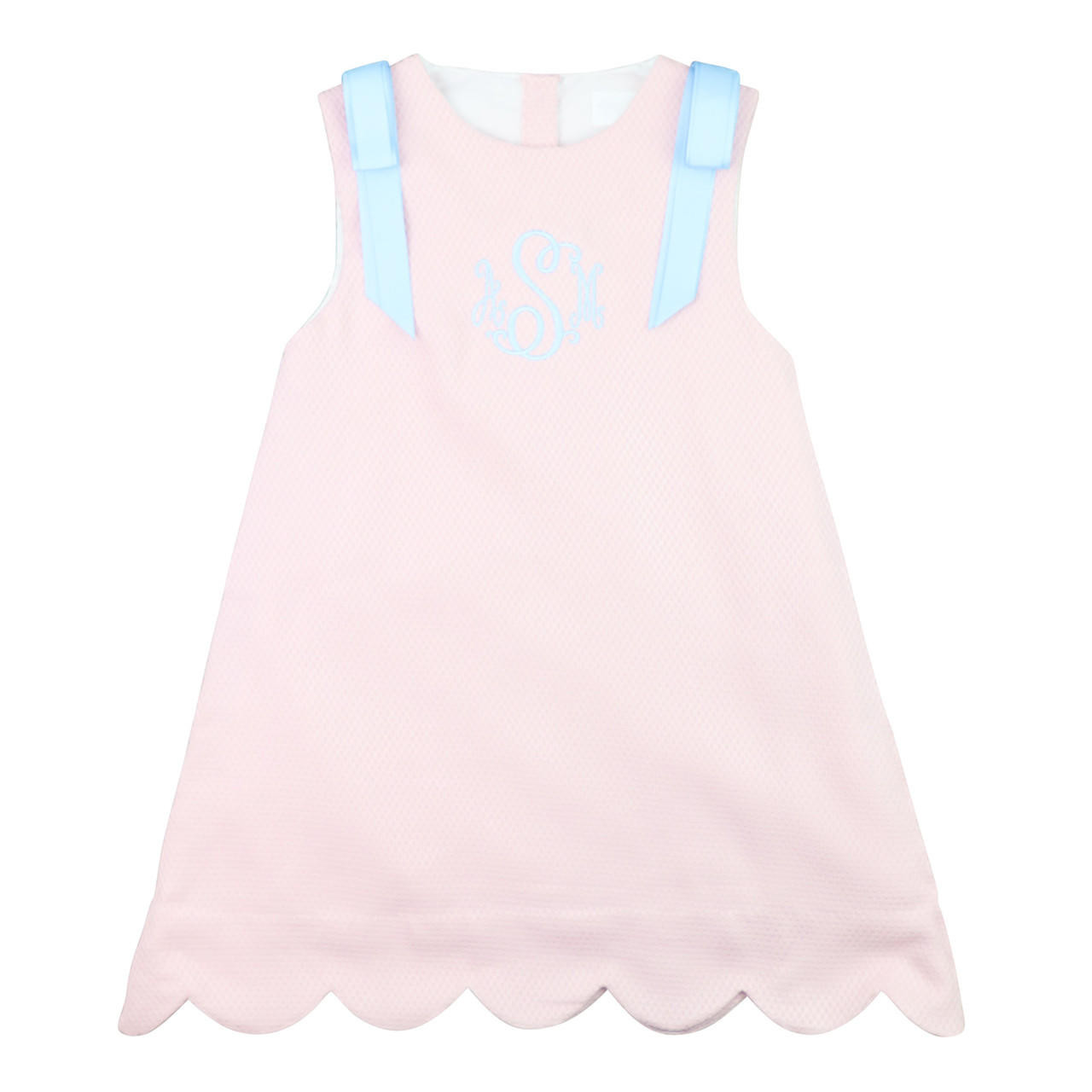 Pink And Blue Honeycomb Scalloped Hem Dress - Cecil and Lou