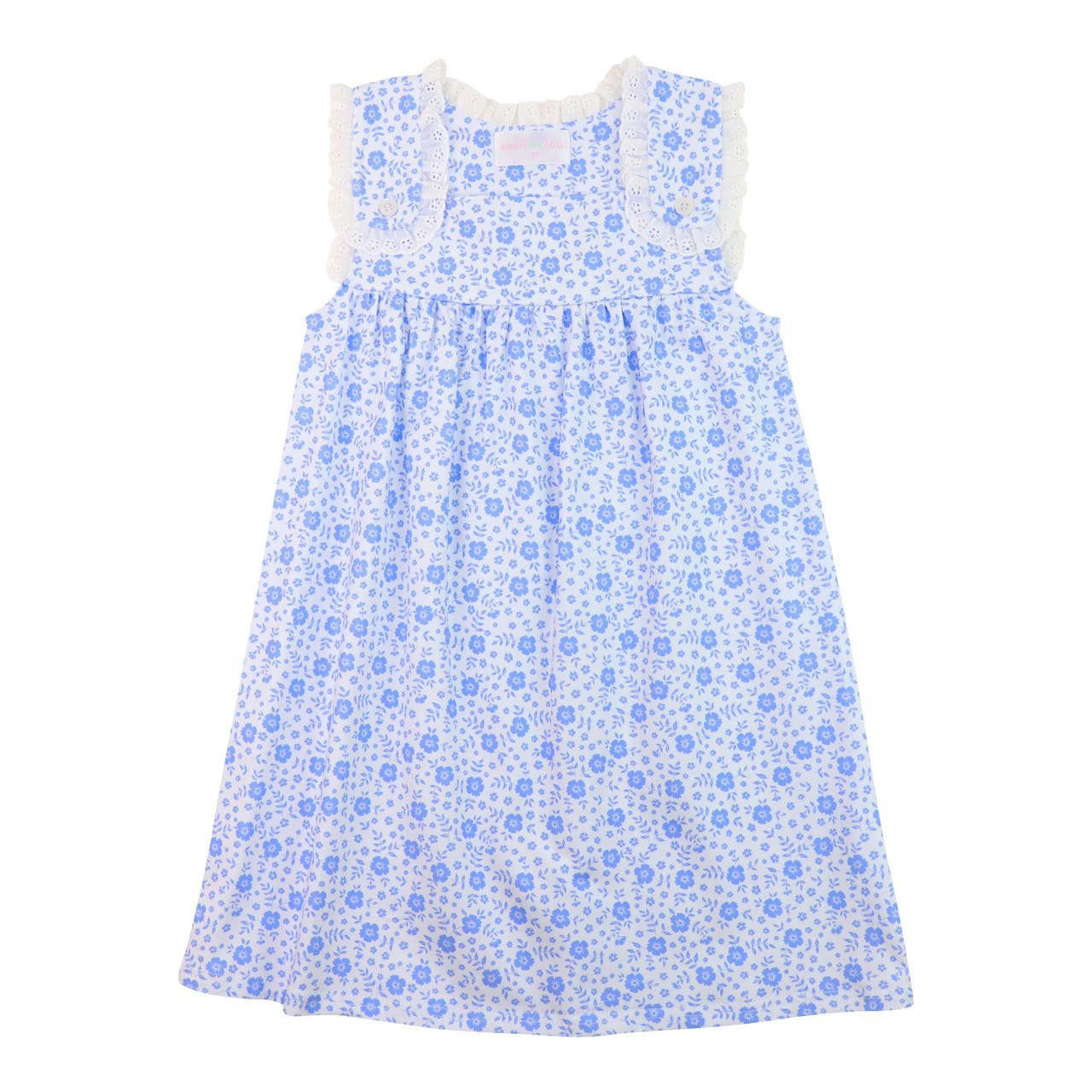 Blue Knit Floral Eyelet Dress - Cecil and Lou