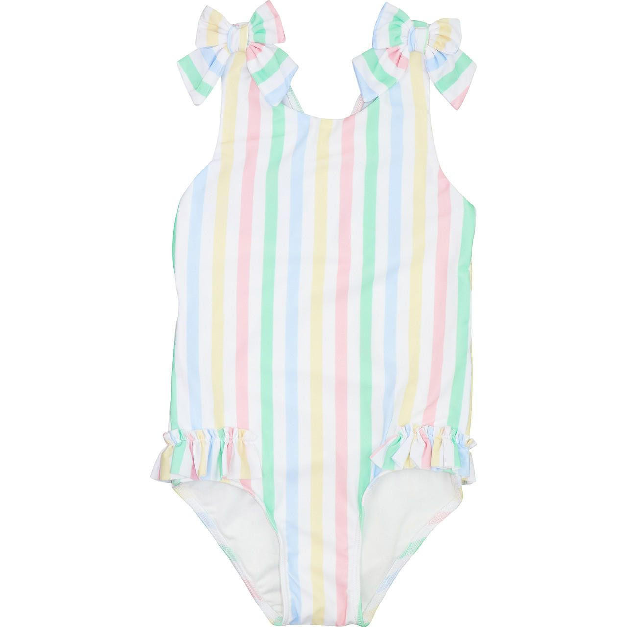 Pastel Striped Lycra Swimsuit - Cecil and Lou