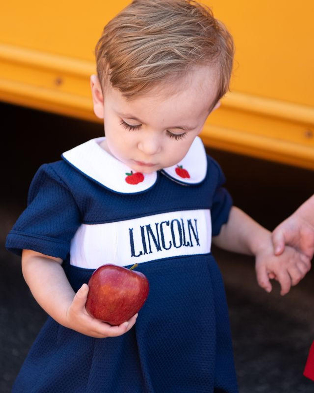 Navy Custom Smocked Apple Bubble Cecil and Lou