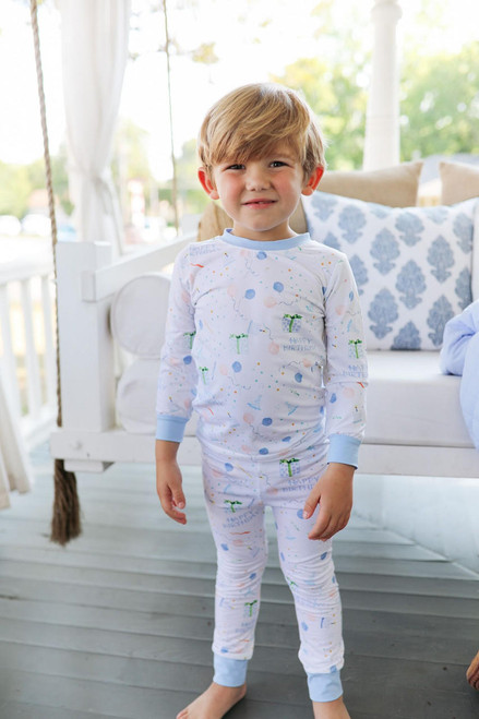 Blue Birthday Print Knit Pajamas